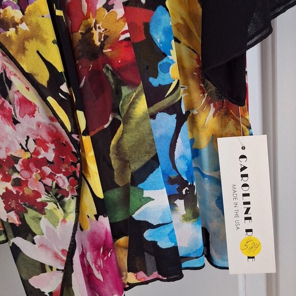 CAROLINE ROSE – Plus size—1X— Women multi/ /black flower vibrant print against a - Picture 4 of 4